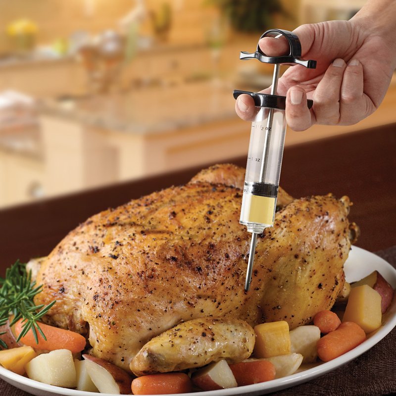 Mr. BAR-B-Q 40100Y Seasoning/Marinade Injector, 2 oz, Oversized Needle