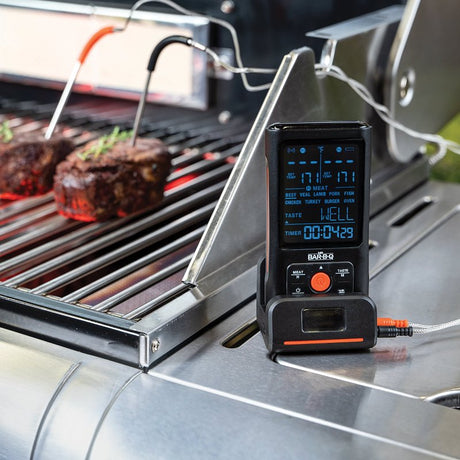 Mr. BAR-B-Q 40144Y Thermometer, 145 ft Control, Digital Display, Stainless Steel Probe Material, Black