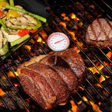 Mr. BAR-B-Q 40293Y Meat Thermometer, 0 to 220 deg F, Analog Display, 2-3/4 in L Probe, Silver