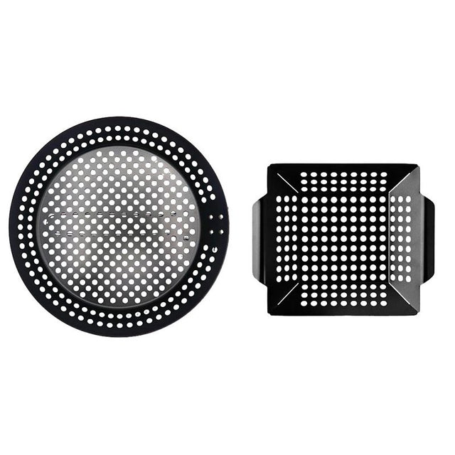 Mr. BAR-B-Q 06901Y Gourmet Grilling Topper Set, Steel, Black, For: Big Green Egg, Charcoal, Commercial Grill/Smokers