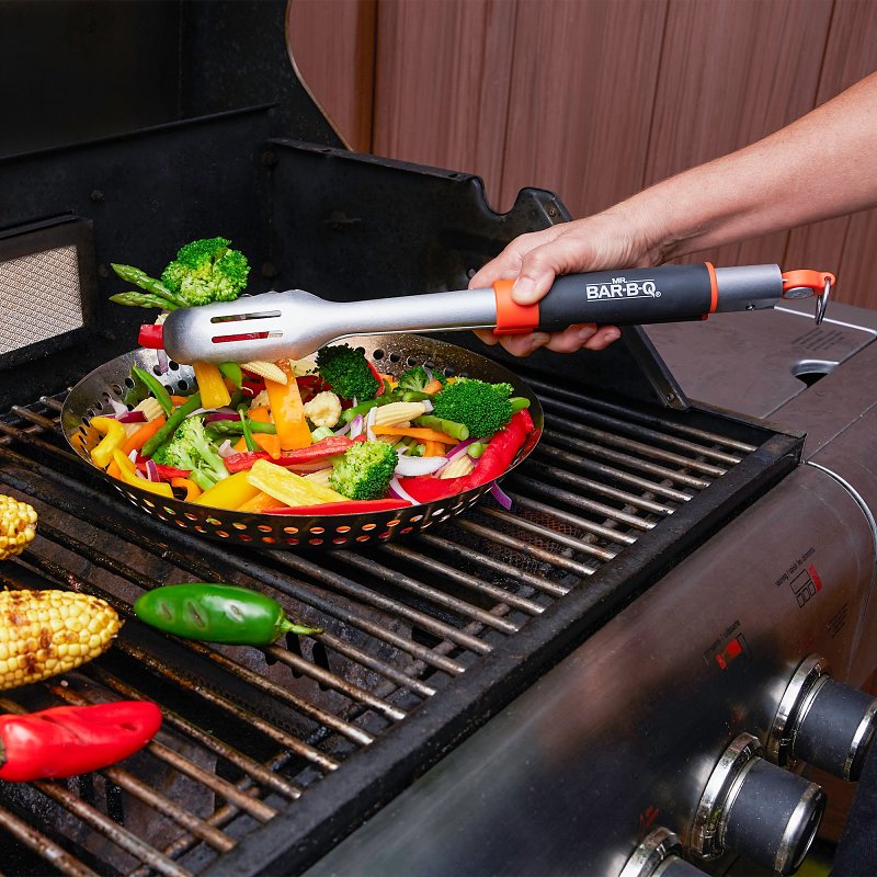 Mr. BAR-B-Q 20172Y Locking Tong, Stainless Steel, TPR Handle, Comfort Grip Handle, 16 in OAL
