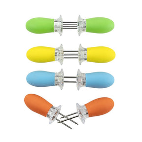Mr. BAR-B-Q 40350Y Corn Holder Set, Blue/Green/Orange/Yellow, Stainless Steel