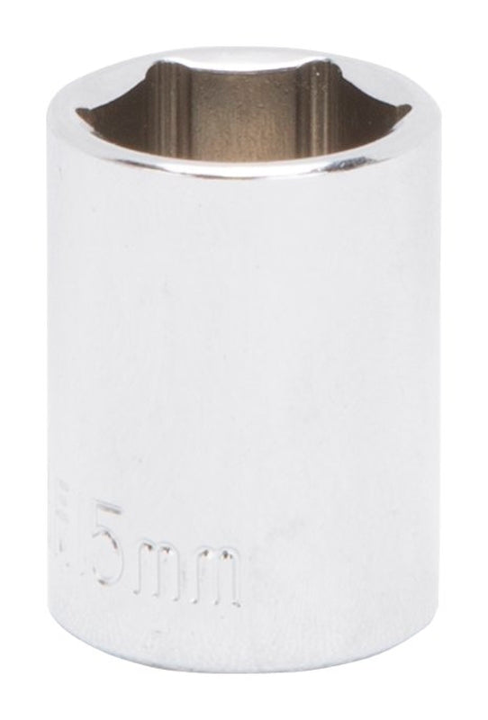 Vulcan MT6499420 Drive Socket, 15 mm Socket, 3/8 in Drive, 6-Point, Chrome Vanadium Steel, Chrome