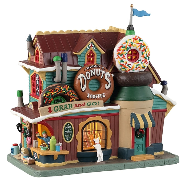 Lemax 35031 Danny's Donuts and Coffee, Harvest Crossing/Christmas, Porcelain, Pack of 4