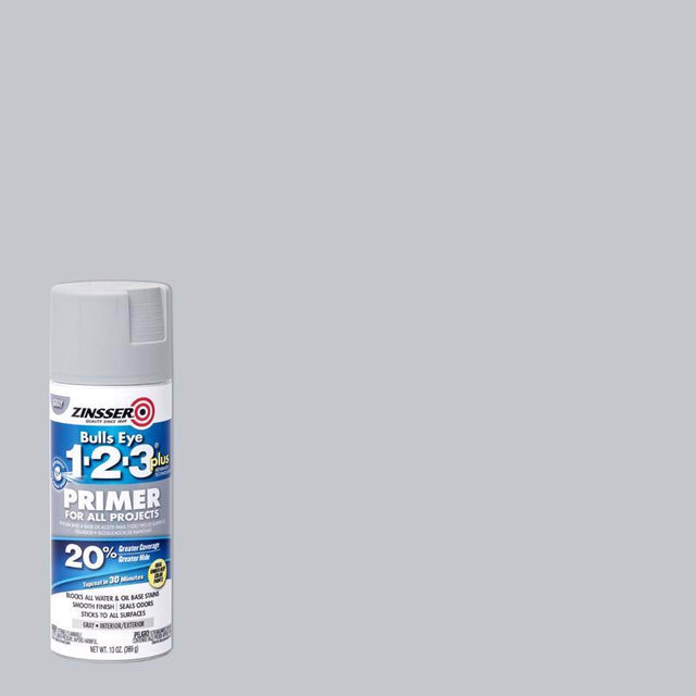 Zinsser Bulls Eye 123 Gray Flat Water-Based Primer 13 oz, Pack of 6