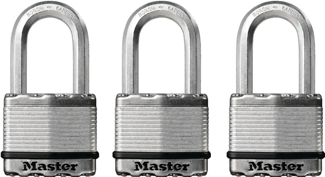 Master Lock Magnum Series M5BLCTRILFHC Padlock, Alike Key, 3/8 in Dia Shackle, Boron Carbide Shackle, Steel Body