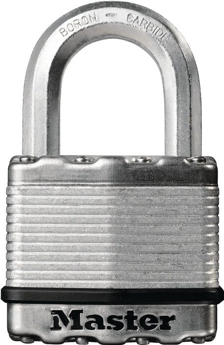 Master Lock Magnum Series M5BLCDHC Padlock, Different Key, 3/8 in Dia Shackle, Boron Carbide Shackle, Steel Body