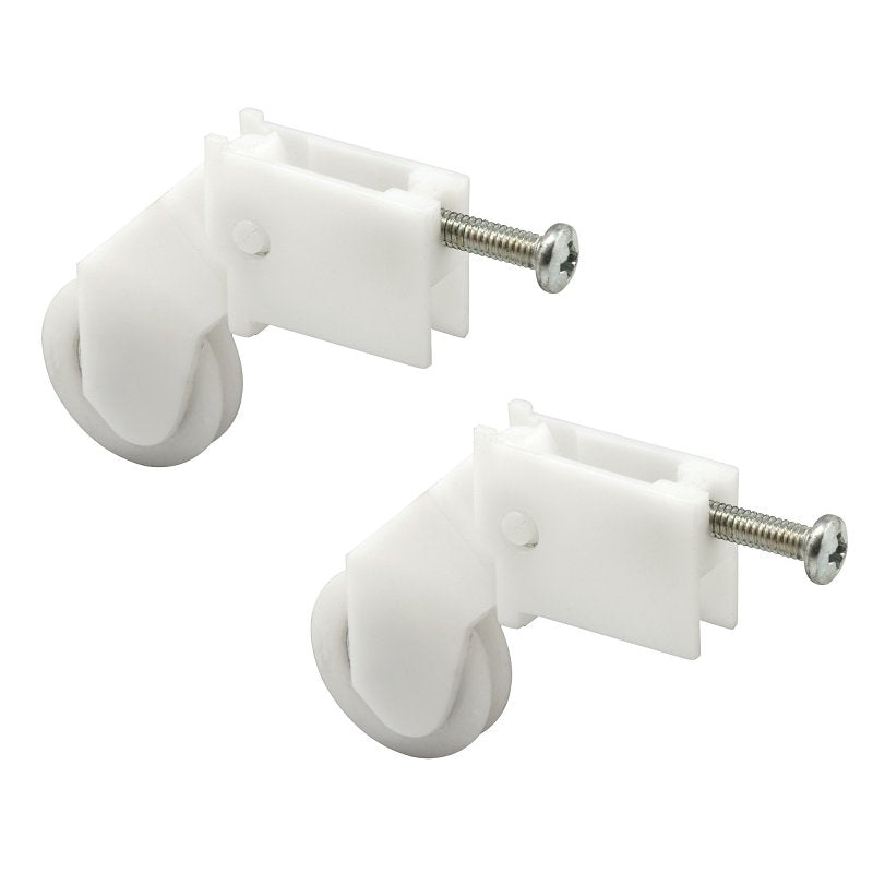 Prime-Line B 645 Roller Assembly, 1 in Dia Roller, 1/4 in W Roller, Nylon, White, 2-Roller