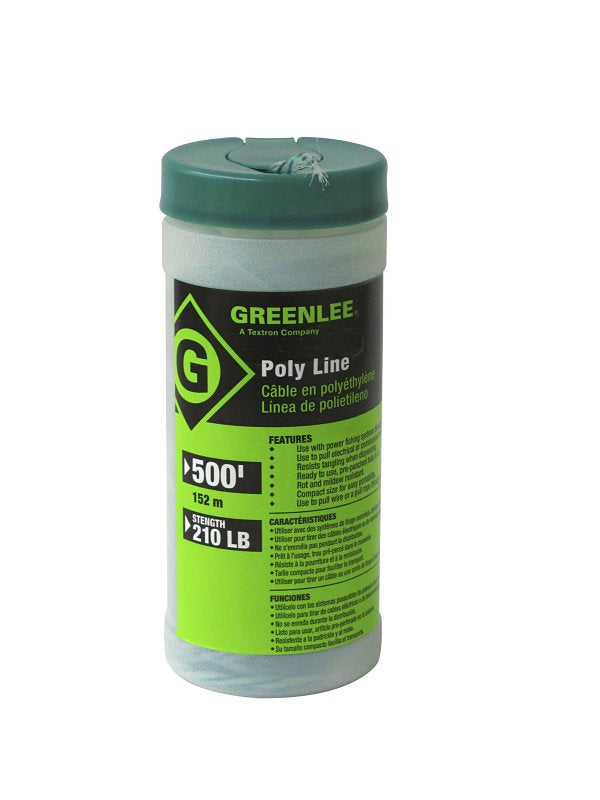 Greenlee 430-500 Twine, 500 ft L, 210 lb Working Load, Polypropylene, Green