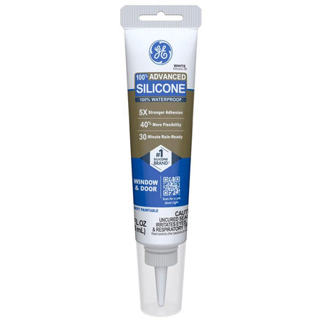 GE Advanced White Silicone 2 Window and Door Caulk Sealant 2.8 oz