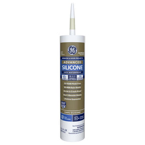 GE Advanced Almond Silicone 2 Window and Door Caulk Sealant 10.1 oz, Pack of 12