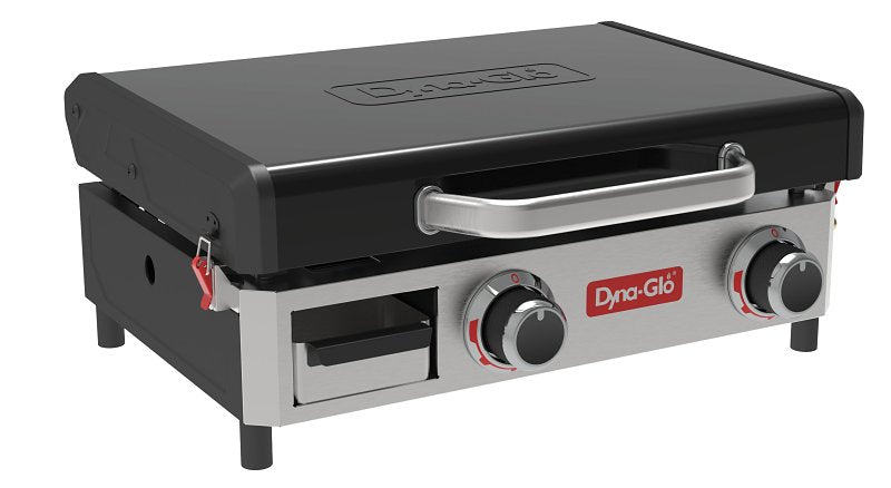 Dyna-Glo DGL345SNPL Tabletop Griddle with Lid, 25,000 Btu, Propane, 2-Burner, 345 sq-in Primary Cooking Surface