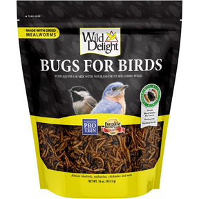 Wild Delight Bugs For Birds 367866 Dried Mealworms Wild Bird Food, 16 oz, Pouch