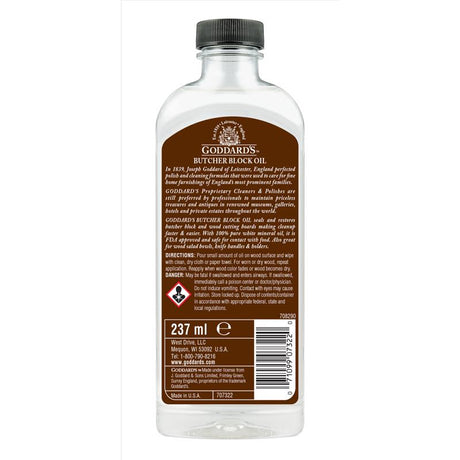 Goddard's No Scent Butcher Block Oil 8 oz Liquid, Pack of 6