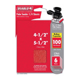 Diablo 5-1/2 in. L X 4-1/2 in. W 100 Grit Aluminum Oxide 1/4 Sheet Sandpaper 6 pk
