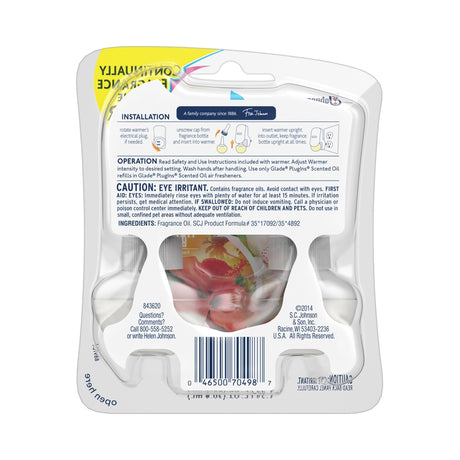 Glade Plug-Ins Vanilla Passion Fruit/Hawaiian Breeze Scent Air Freshener Refill 1.34 oz Liquid, Pack of 6