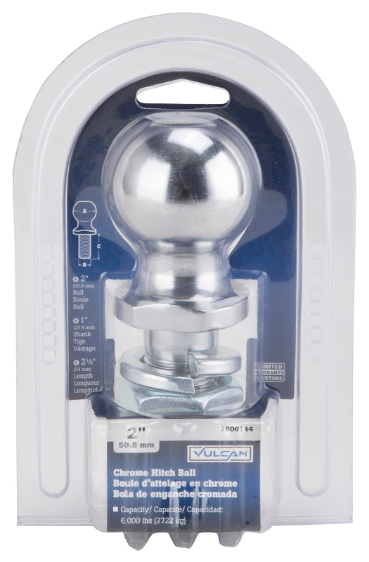 Vulcan TD-05 Hitch Ball, 2 in Dia Ball, 1 in Dia Shank, 6,000 lb Gross Towing