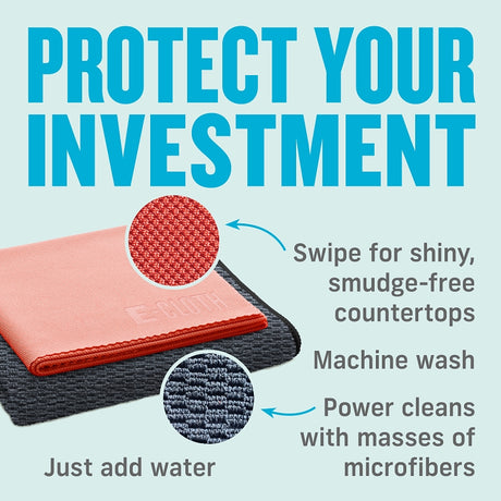 e-cloth 10635 Granite and Stone Cleaning Cloth Kit, 12-1/2 in L, 12-1/2 in W, Polyamide/Polyester