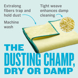 e-cloth 10619S Dusting Cloth, 12-1/2 in L, 12-1/2 in W, Polyamide/Polyester, Yellow