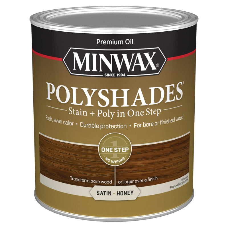 Minwax PolyShades Semi-Transparent Satin Honey Oil-Based Stain/Polyurethane Finish 1 qt, Pack of 4