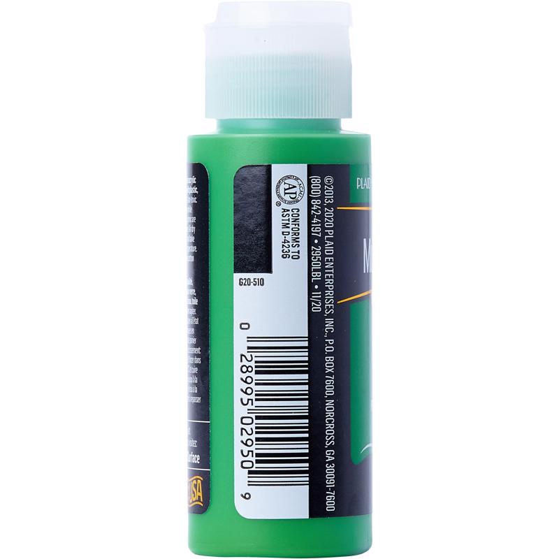 Plaid FolkArt Satin Bright Green Hobby Paint 2 oz, Pack of 3