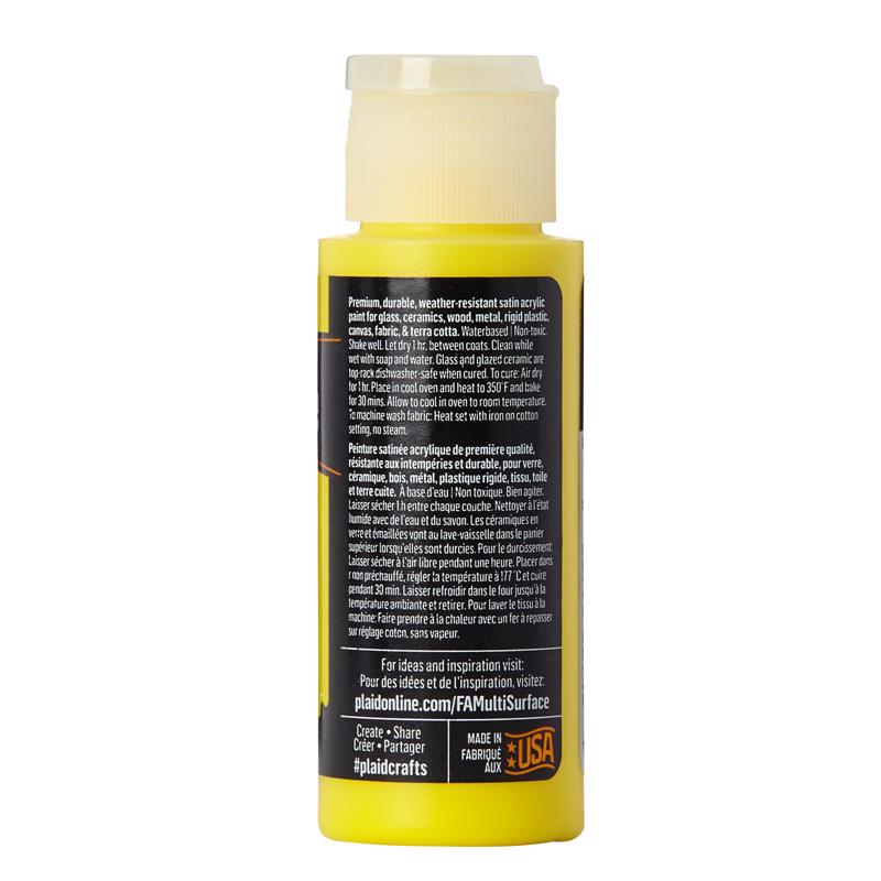 Plaid FolkArt Satin Daffodil Yellow Hobby Paint 2 oz, Pack of 3