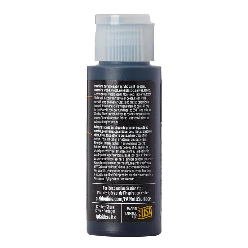 Plaid FolkArt Satin Licorice Hobby Paint 2 oz, Pack of 3