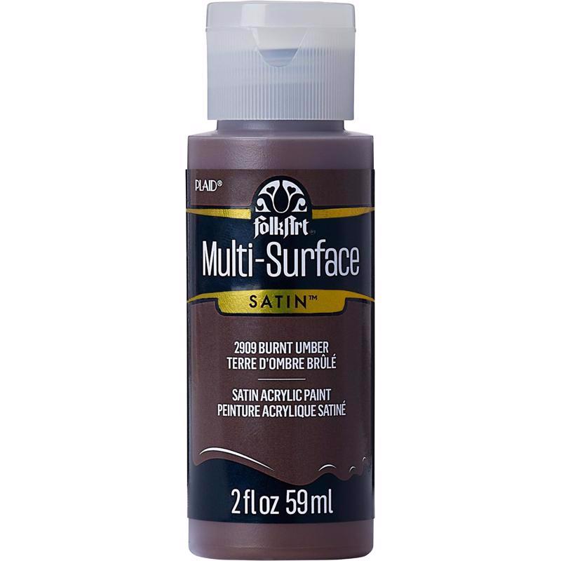 Plaid FolkArt Satin Burnt Umber Hobby Paint 2 oz, Pack of 3