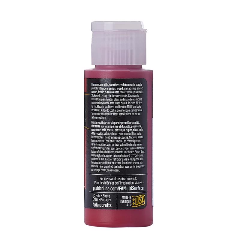 Plaid FolkArt Satin Engine Red Hobby Paint 2 oz, Pack of 3