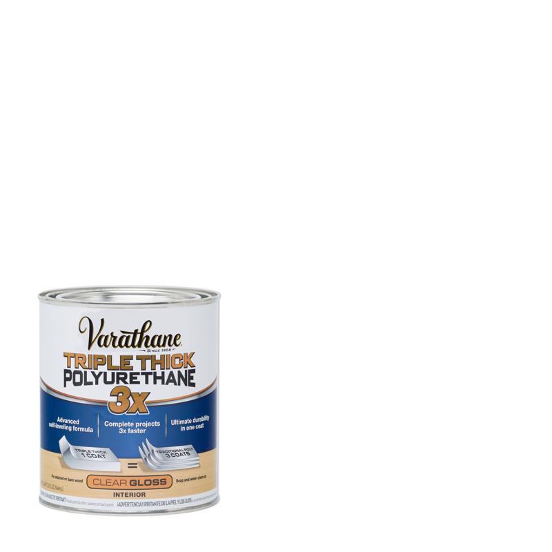 Varathane Gloss Clear Water-Based Triple Thick Polyurethane 1 qt, Pack of 2