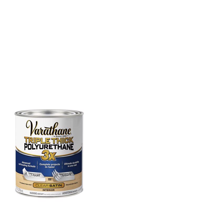 Varathane Transparent Satin Clear Water-Based Polyurethane/Acrylic Triple Thick Polyurethane 1 qt, Pack of 2