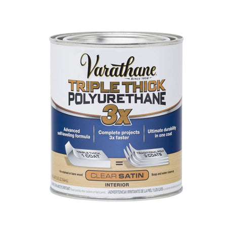 Varathane Transparent Satin Clear Water-Based Polyurethane/Acrylic Triple Thick Polyurethane 1 qt, Pack of 2