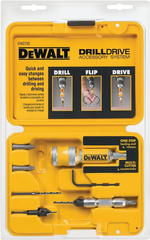 DEWALT DW2730 Drill Drive Set, 8-Piece, Steel, Black Oxide