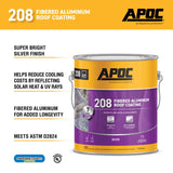 APOC High-Gloss Silver Fibered Aluminum Roof Coating 1 gal, Pack of 4