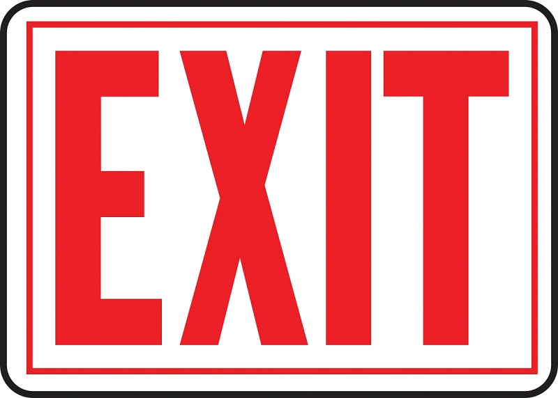 Hy-Ko SS-2W Sign, Exit, Red Legend, White Background, Aluminum, 9-1/4 in H x 14 in W Dimensions, Pack of 12