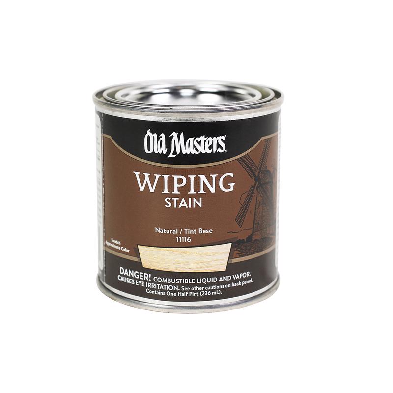 Old Masters 11116 Wiping Stain, Natural Tint Base, Liquid, 0.5 pt, Can