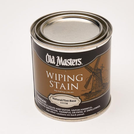 Old Masters 11116 Wiping Stain, Natural Tint Base, Liquid, 0.5 pt, Can