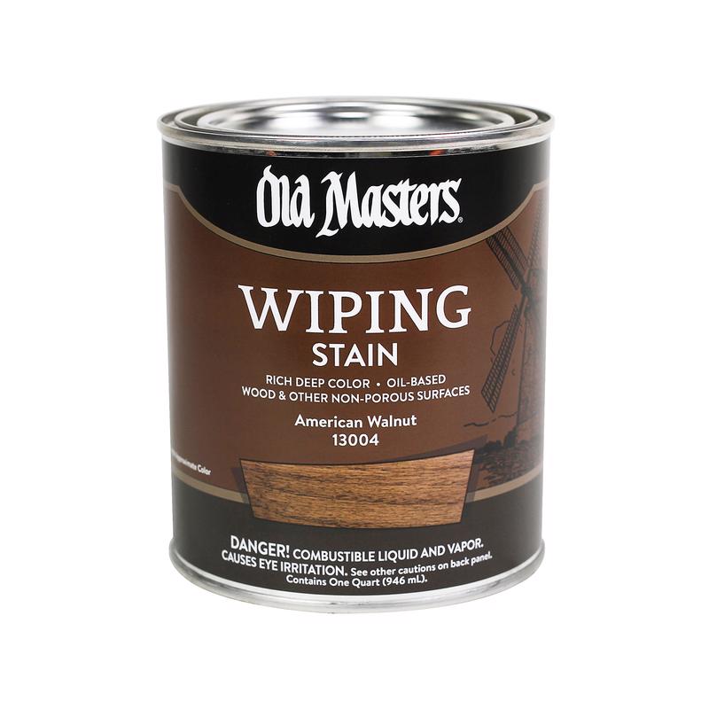 Old Masters Semi-Transparent American Walnut Oil-Based Wiping Stain 1 qt, Pack of 4