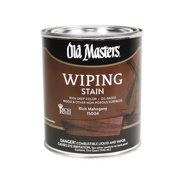 Old Masters Semi-Transparent Rich Mahogany Oil-Based Wiping Stain 1 qt, Pack of 4