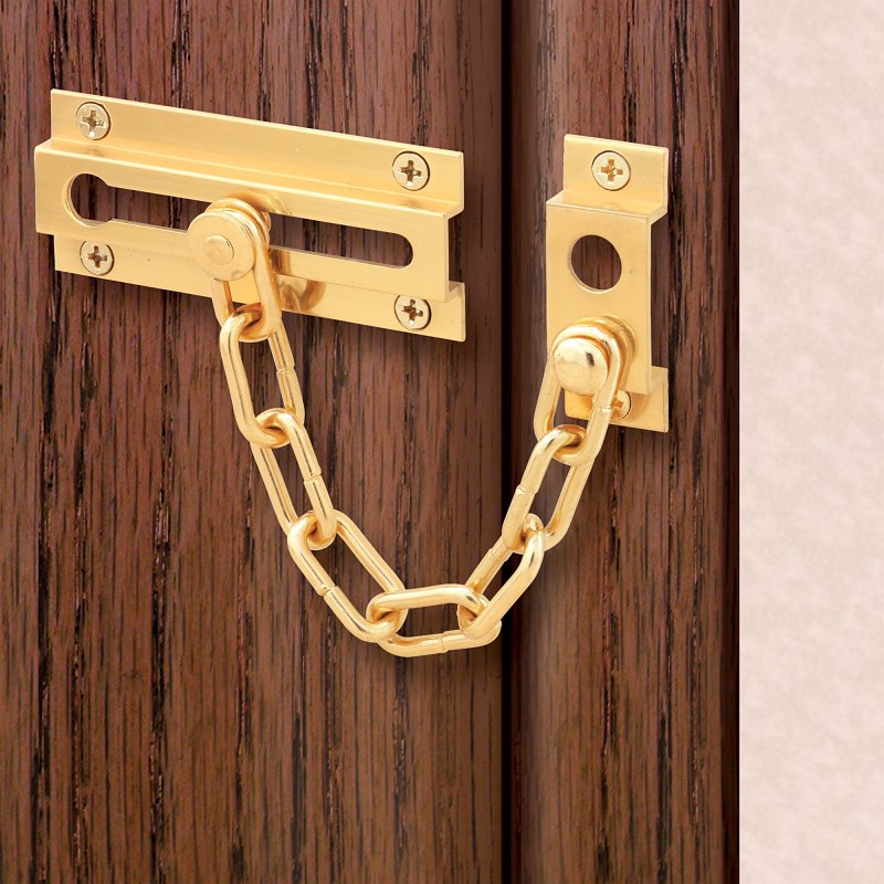 Defender Security U-9907 Chain Door Guard, Solid Brass, Polished Brass