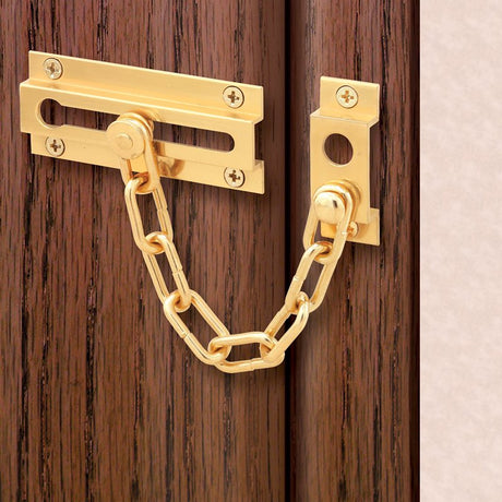 Defender Security U-9907 Chain Door Guard, Solid Brass, Polished Brass