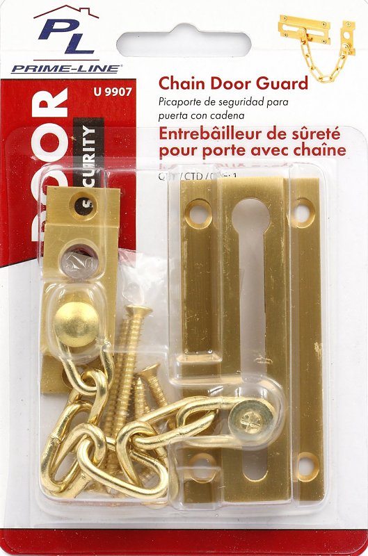 Defender Security U-9907 Chain Door Guard, Solid Brass, Polished Brass