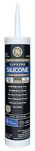 GE Supreme Silicone 2814816 Window & Door Sealant, Clear, 24 hr Curing, 10.1 fl-oz Cartridge, Pack of 12