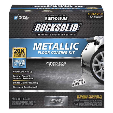 Rust-Oleum 299743 Floor Coating Kit, High-Gloss, Gunmetal, Liquid, 70 oz, Pack of 2