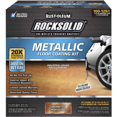Rust-Oleum 299741 Floor Coating Kit, High-Gloss, Amaretto, Particulate Solid, 70 oz, Pack of 2