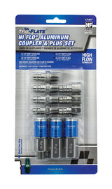 Tru-Flate HI FLO Aluminum Air Coupler and Plug Set 1/4 in. Female 10 pc