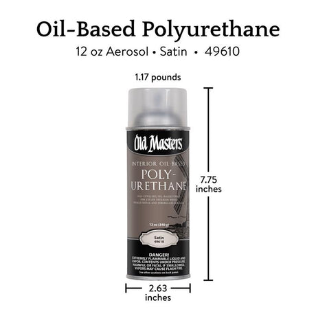 Old Masters Satin Clear Oil-Based Polyurethane Spray 12 oz, Pack of 6