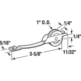 Prime-Line B 704 Flat Spring Tension Roller Assembly, 1 in Dia Roller, 1/4 in W Roller, Steel Roller, Concave Roller