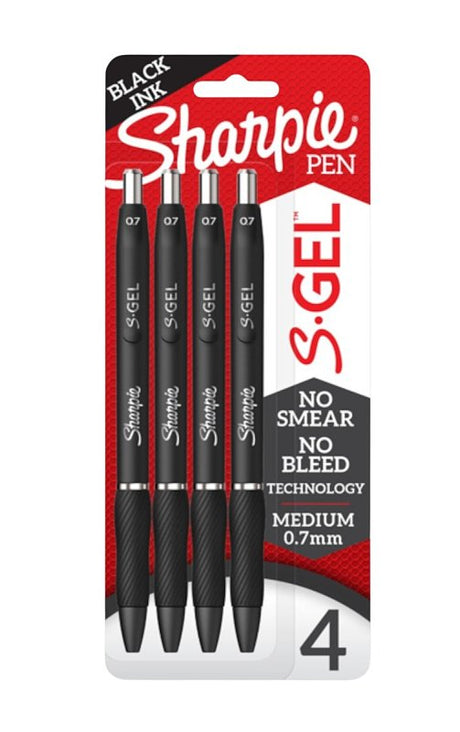 Sharpie 2096134 S-Gel Pen, 0.7 mm, Medium, Black Ink, Contoured Grip