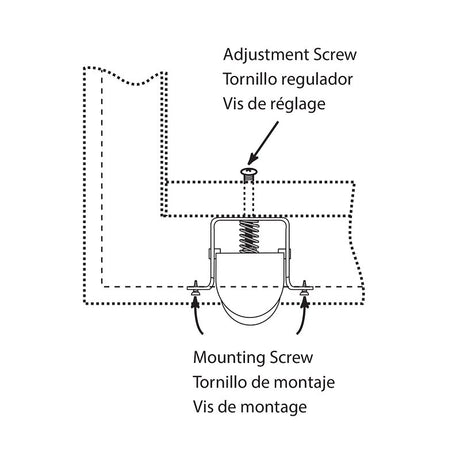 Prime-Line B 617 Adjustable Roller Assembly, Bottom Mounting, 1 in Dia Roller, 1/4 in W Roller, Steel Roller, 3/8 in W